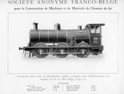 <b>Locomotive pour trains de marchandises rapides (type 32)</b><br>construite pour l'Administration des chemins de fer de l'Etat Belge